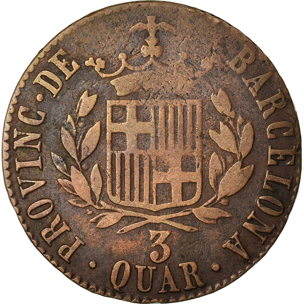 Moneda, España, BARCELONA, Ferdinand (Fernando) VII, 3 Quartos, 1823