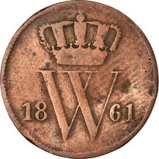 Moneda, Países Bajos, William III, Cent, 1861, BC+, Cobre, KM:100