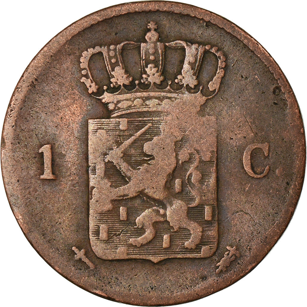 Moneda, Países Bajos, William III, Cent, 1861, BC+, Cobre, KM:100