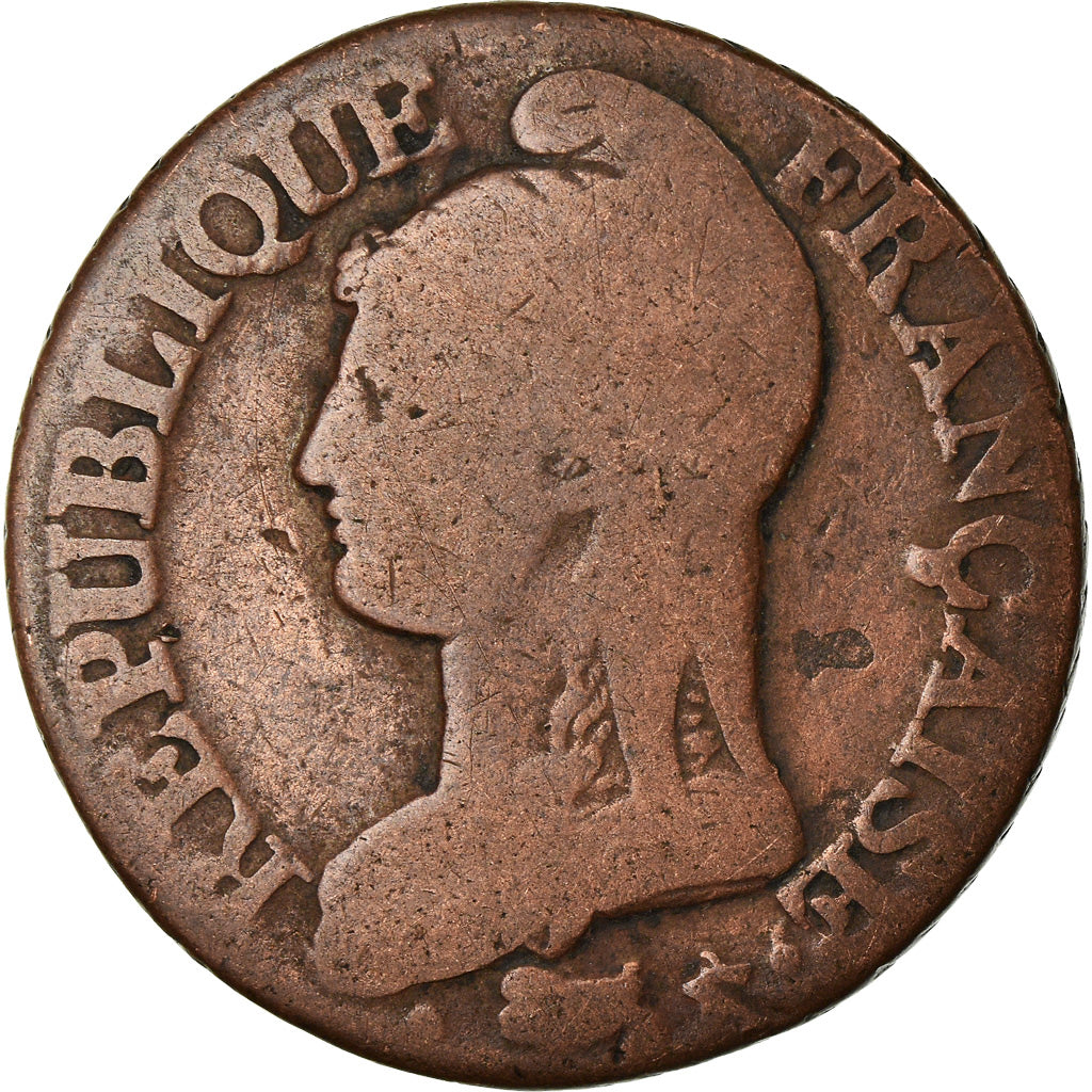 Moneta, Francia, Dupré, Decime, AN 4, Paris, B+, Bronzo, KM:636.1, Gadoury:184