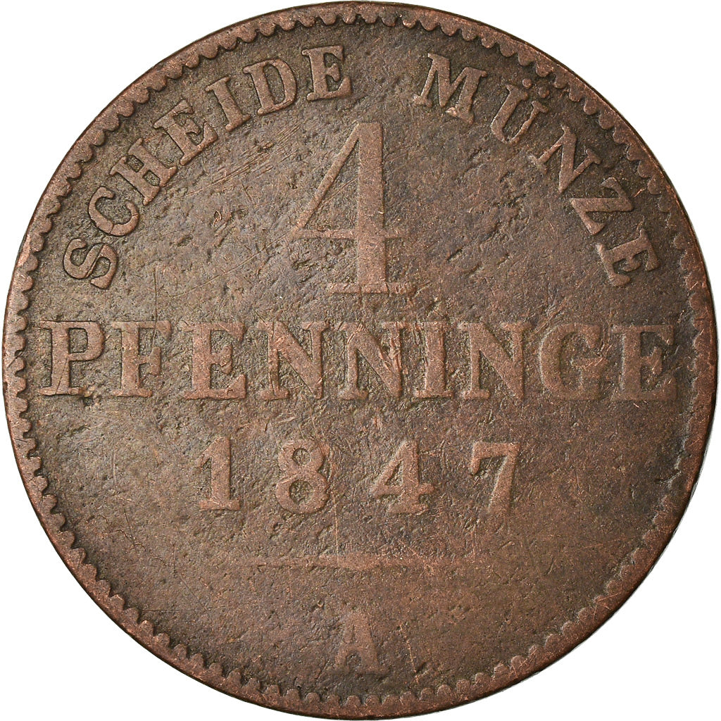 Coin, German States, PRUSSIA, Friedrich Wilhelm IV, 4 Pfennig, 1847, Berlin