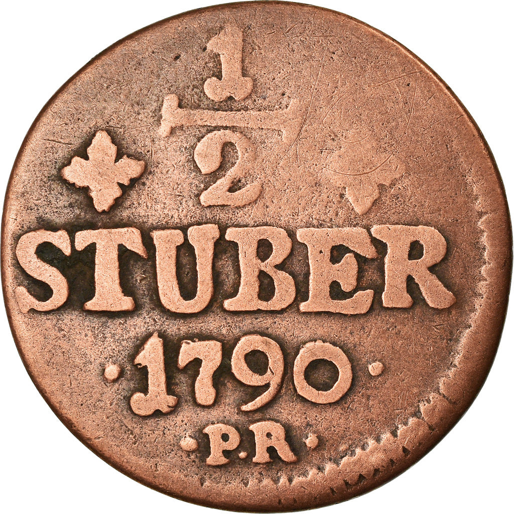 Coin, German States, JULICH-BERG, Karl Theodor, 1/2 Stüber, 1790, VF(20-25)
