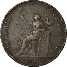 Coin, France, 2 Sols, 1791, Birmingham, Monneron, VF(30-35), Bronze, KM:Tn23