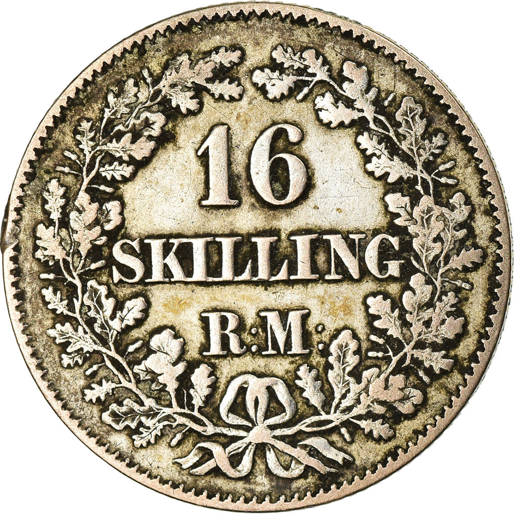 Coin, Denmark, Frederik VII, 16 Skilling Rigsmont, 1856, Copenhagen, VF(30-35)