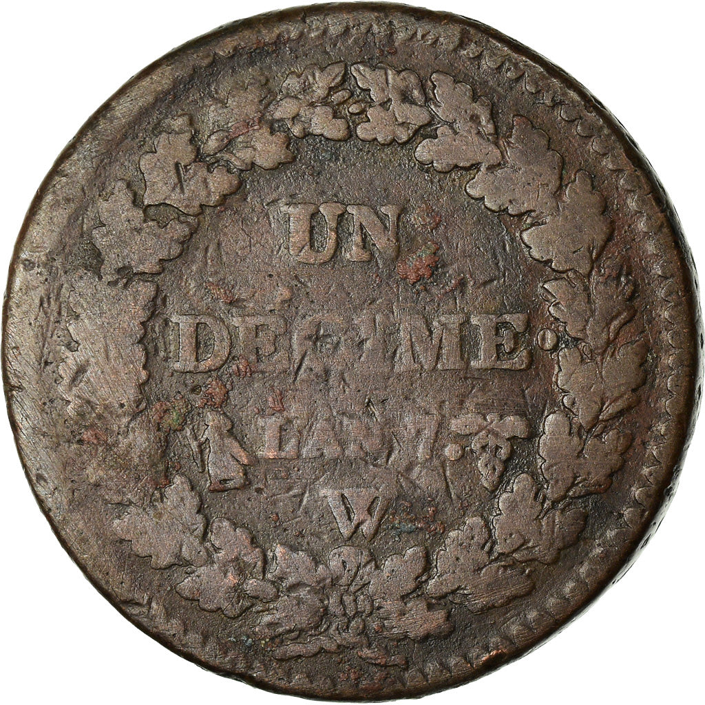 Monnaie, France, Dupré, Decime, 1798, Lille, TB, Bronze, Gadoury:187, KM:644.11
