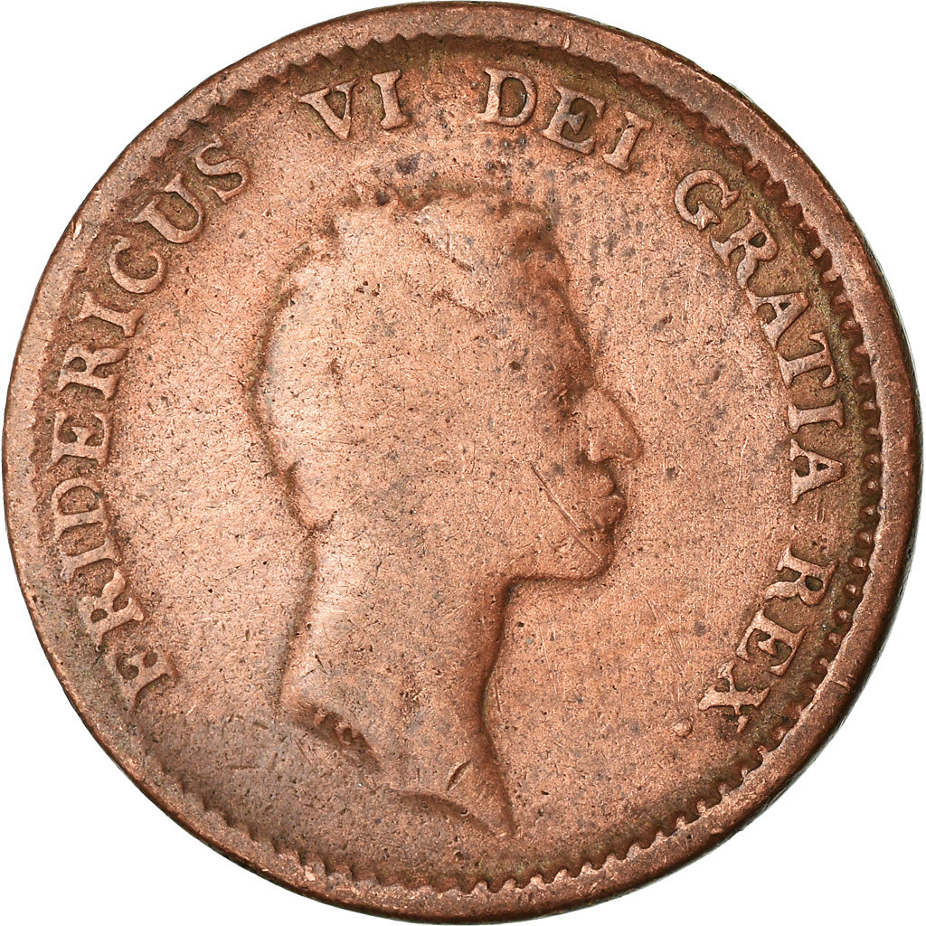 Coin, Denmark, Frederik VI, Rigsbankskilling, 1813, VF(30-35), Copper, KM:680