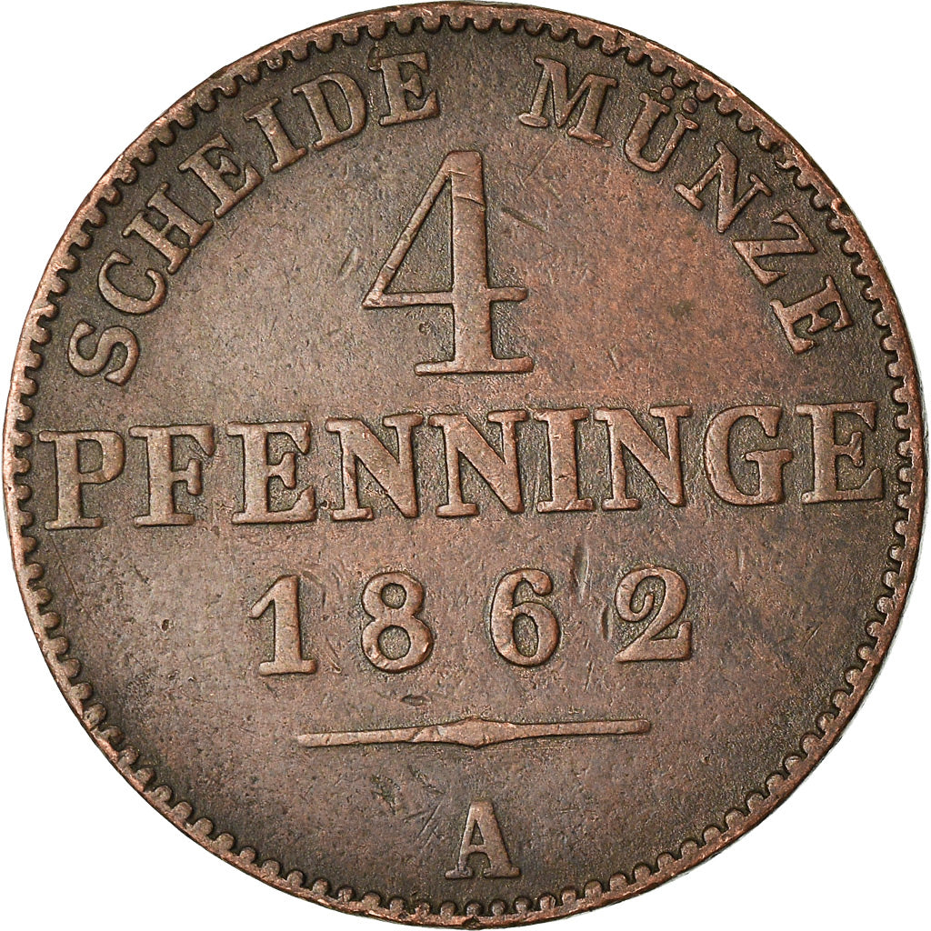 Coin, German States, PRUSSIA, Wilhelm I, 4 Pfennig, 1862, Berlin, VF(30-35)