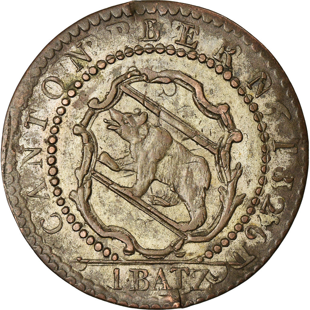 Coin, SWISS CANTONS, BERN, Batzen, 1826, AU(55-58), Billon, KM:194.1