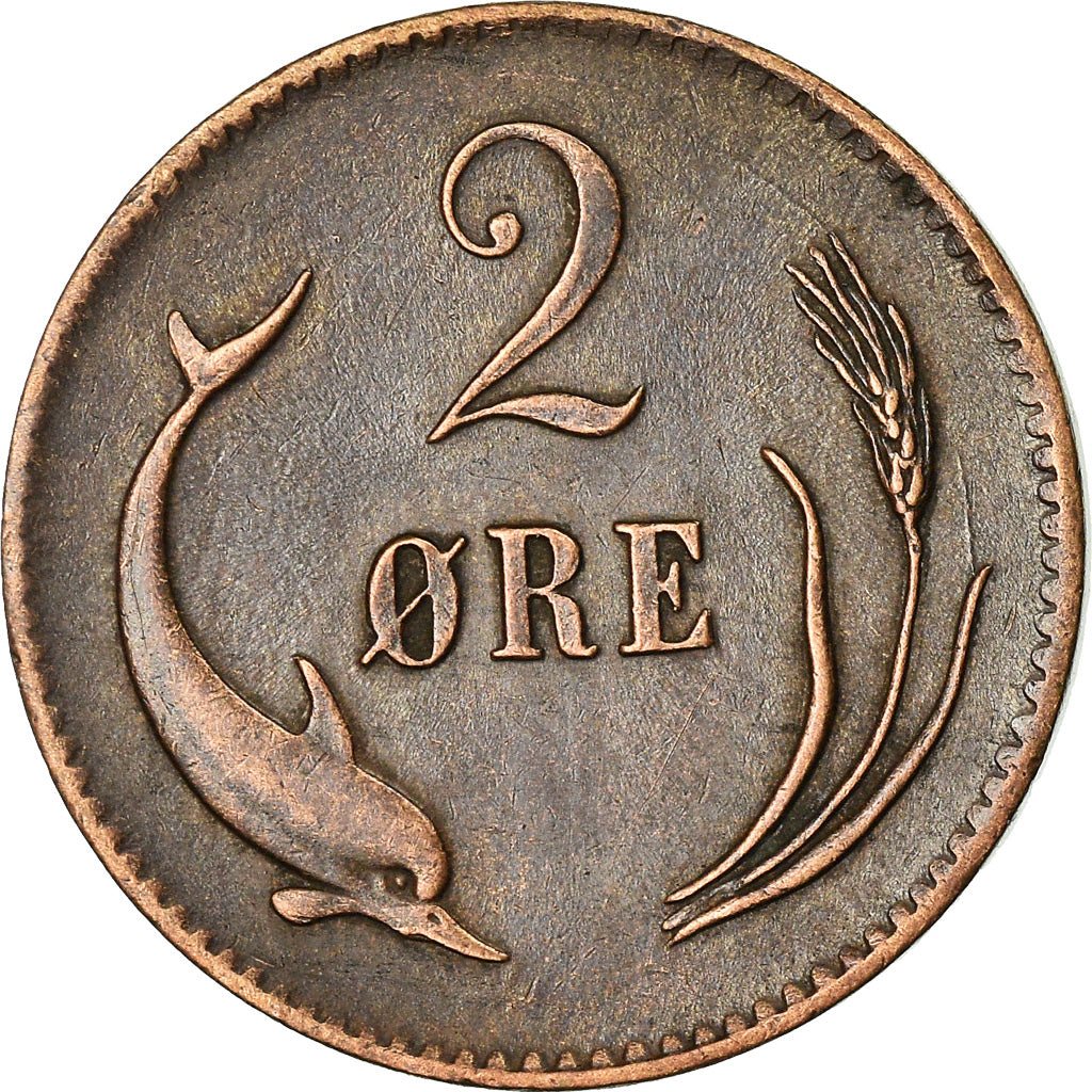 Coin, Denmark, Christian IX, 2 Öre, 1874, Copenhagen, EF(40-45), Bronze