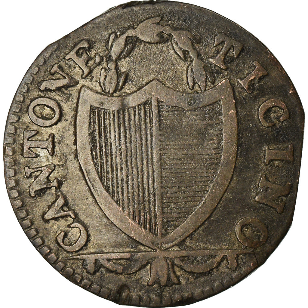 Coin, SWISS CANTONS, TICINO, 3 Soldi, 1838, VF(20-25), Billon, KM:2