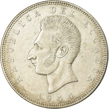 Coin, Ecuador, 5 Sucres, Cinco, 1944, Mexico City, Mexico, MS(60-62), Silver