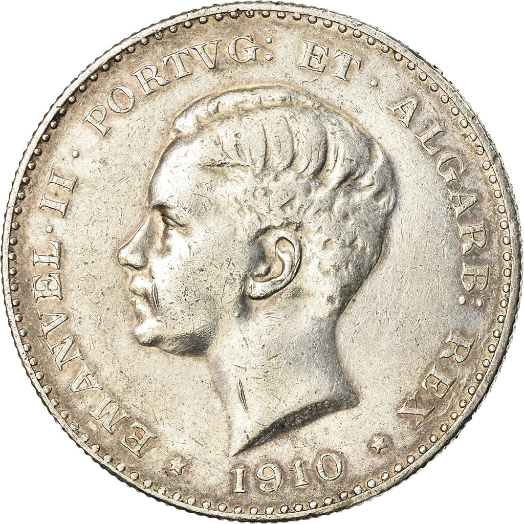 Coin, Portugal, Manuel II, 1000 Reis, 1910, AU(55-58), Silver, KM:558