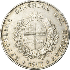 Coin, Uruguay, Peso, 1917, AU(50-53), Silver, KM:23