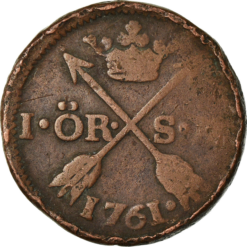 Moneta, Svezia, Adolf Frederick, Ore, S.M., 1761, B+, Rame, KM:460