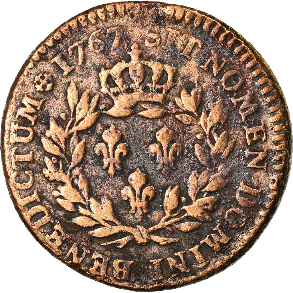 Coin, FRENCH COLONIES, 12 Deniers, Sol, 1767, Paris, VF(30-35), Bronze, KM:6
