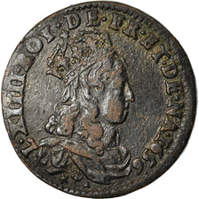 Monnaie, France, Louis XIV, Liard de France au buste juvénile, deuxième type