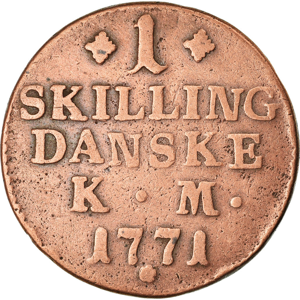 Monnaie, Danemark, Christian VII, Skilling, 1771, Copenhagen, TB, Cuivre