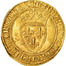 Moneta, Francia, Charles VI, Ecu d'or, Toulouse, Rare, BB+, Oro, Duplessy:369