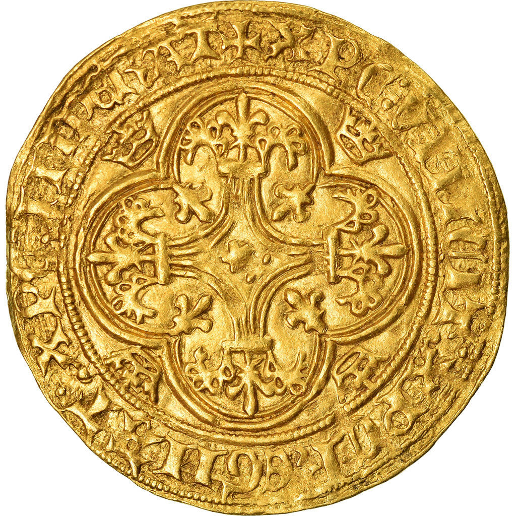 Moneta, Francia, Charles VI, Ecu d'or, Toulouse, Rare, BB+, Oro, Duplessy:369