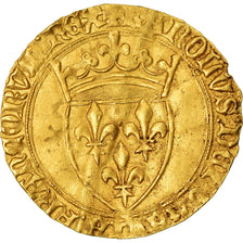 Moeda, França, Charles VI, Ecu d'or, Toulouse, Rara, EF(40-45), Dourado