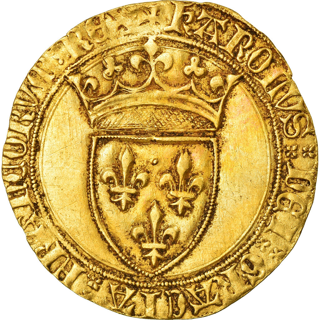 Münze, Frankreich, Charles VI, Écu d'or, Ecu d'or, S+, Gold, Duplessy:369A