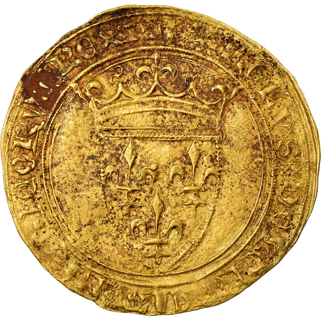 Moneda, Francia, Charles VI, Écu d'or, Ecu d'or, MBC, Oro, Duplessy:369A
