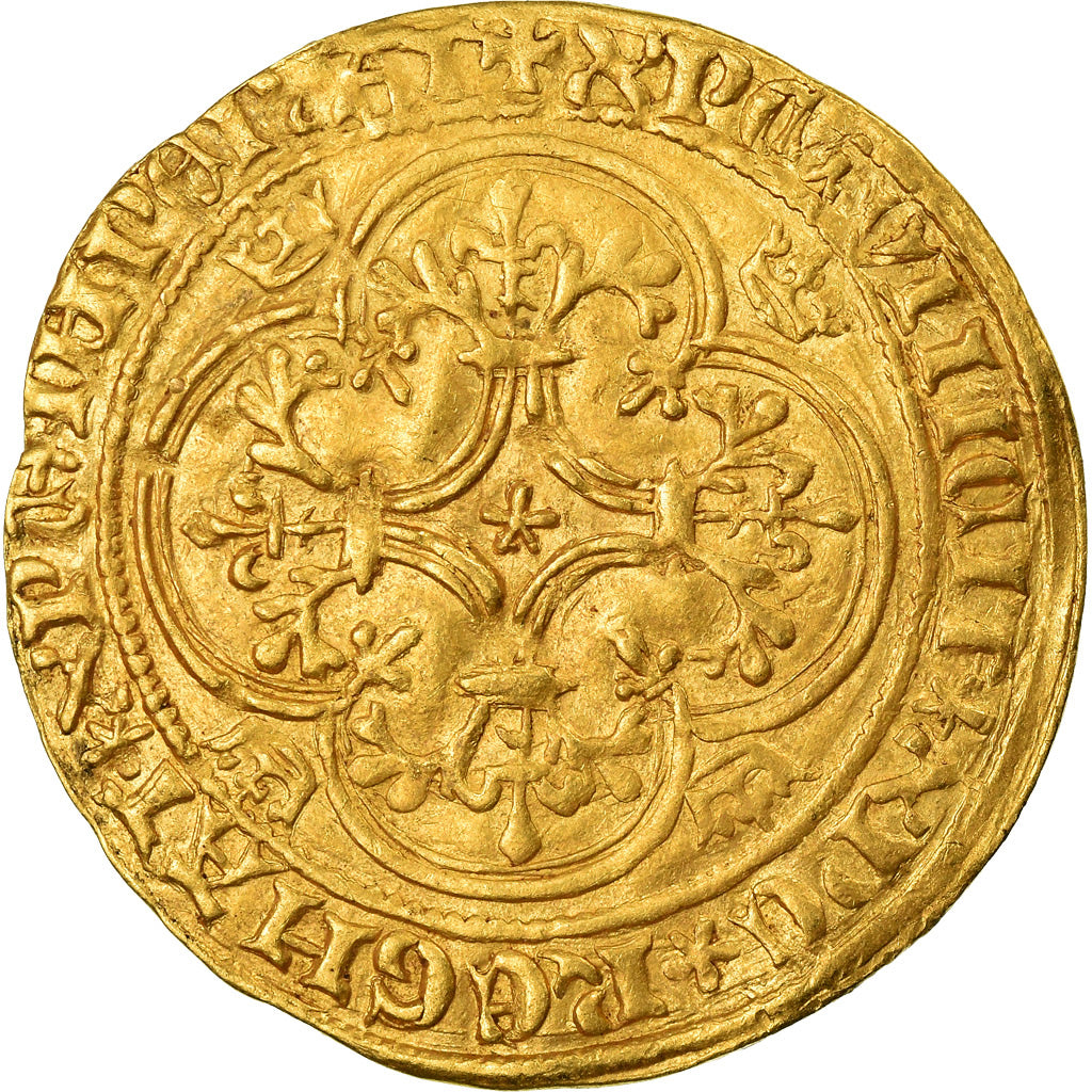 Moneta, Francia, Charles VI, Écu d'or, Ecu d'or, BB+, Oro, Duplessy:369A