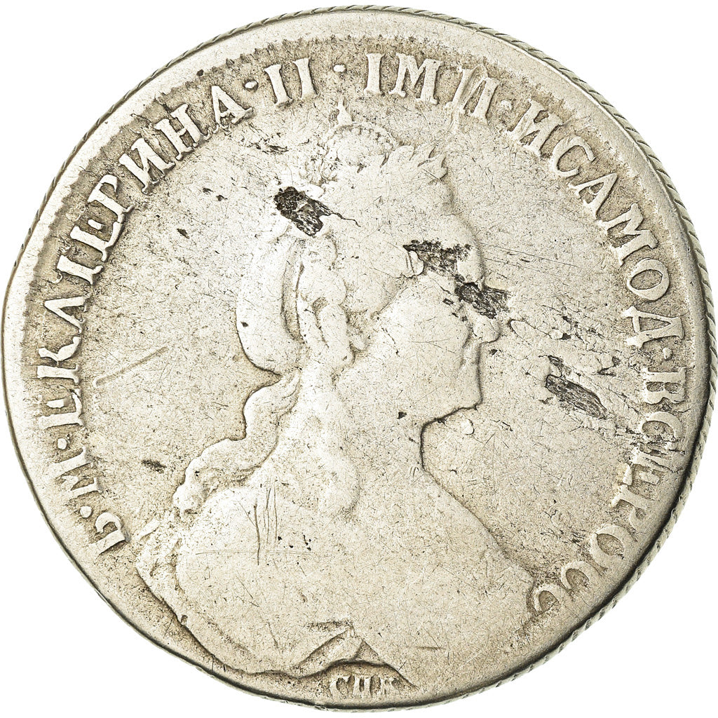 Moneda, Rusia, Catherine II, Rouble, 1778, Saint-Petersburg, BC+, Plata, KM:67b