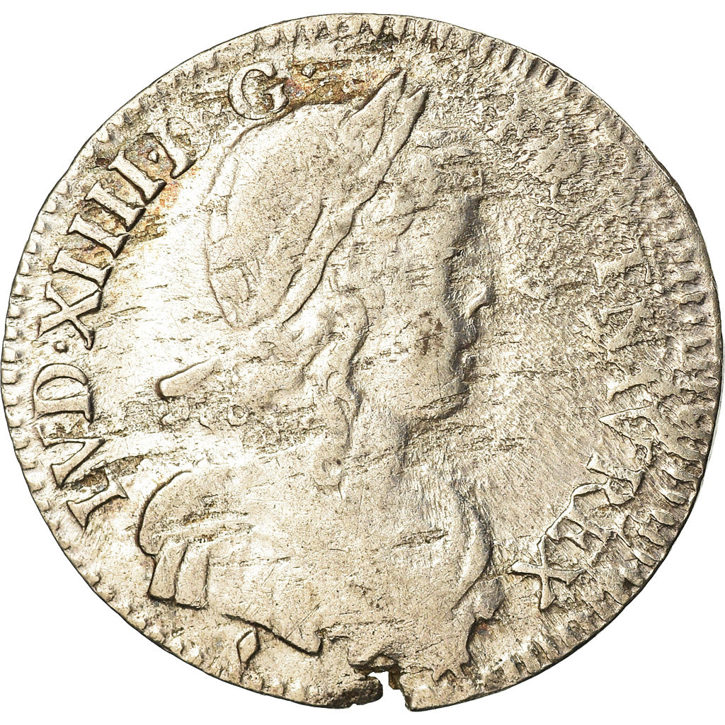Moeda, França, Louis XIV, 1/12 Écu à la mèche longue, 1/12 ECU, 10 Sols