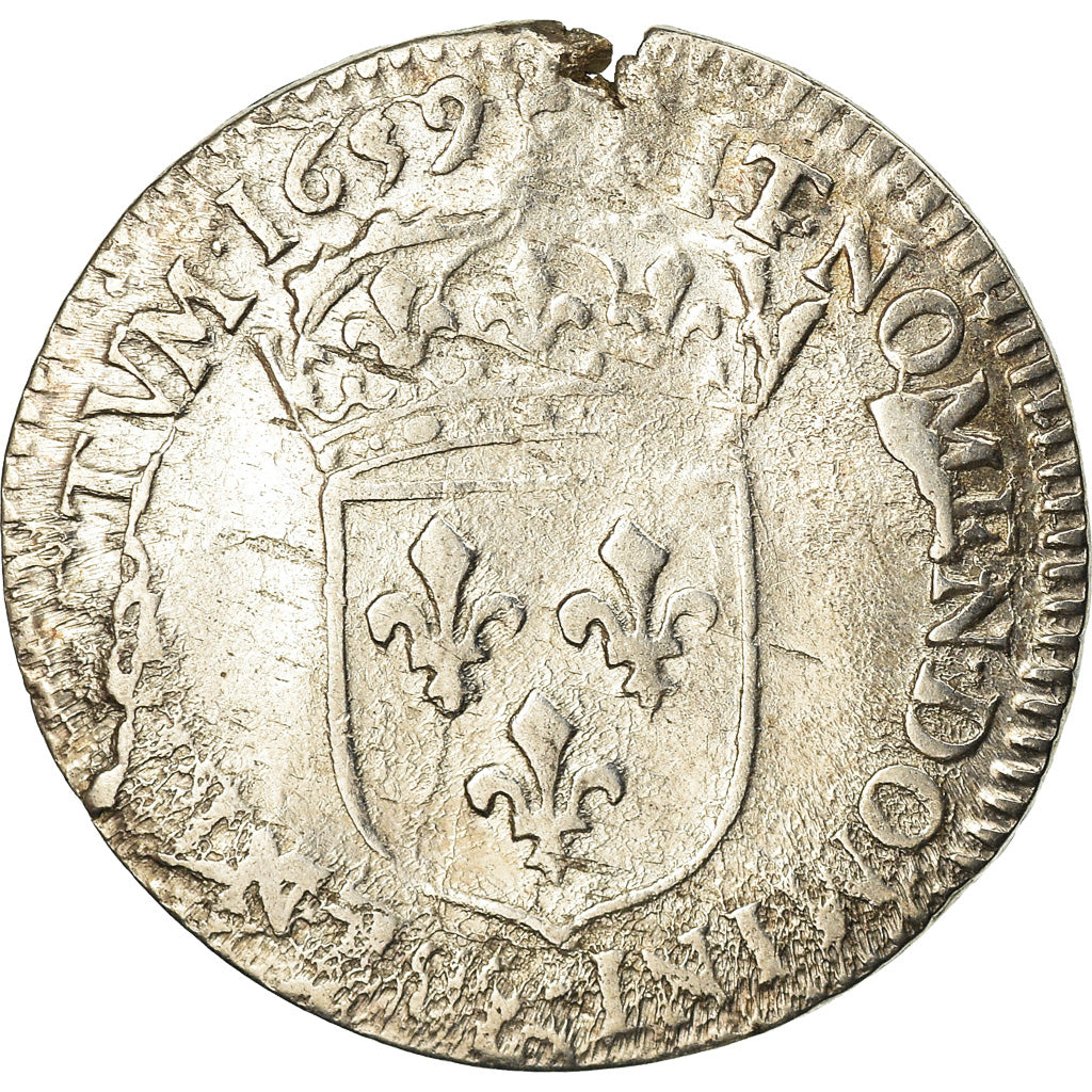 Moeda, França, Louis XIV, 1/12 Écu à la mèche longue, 1/12 ECU, 10 Sols