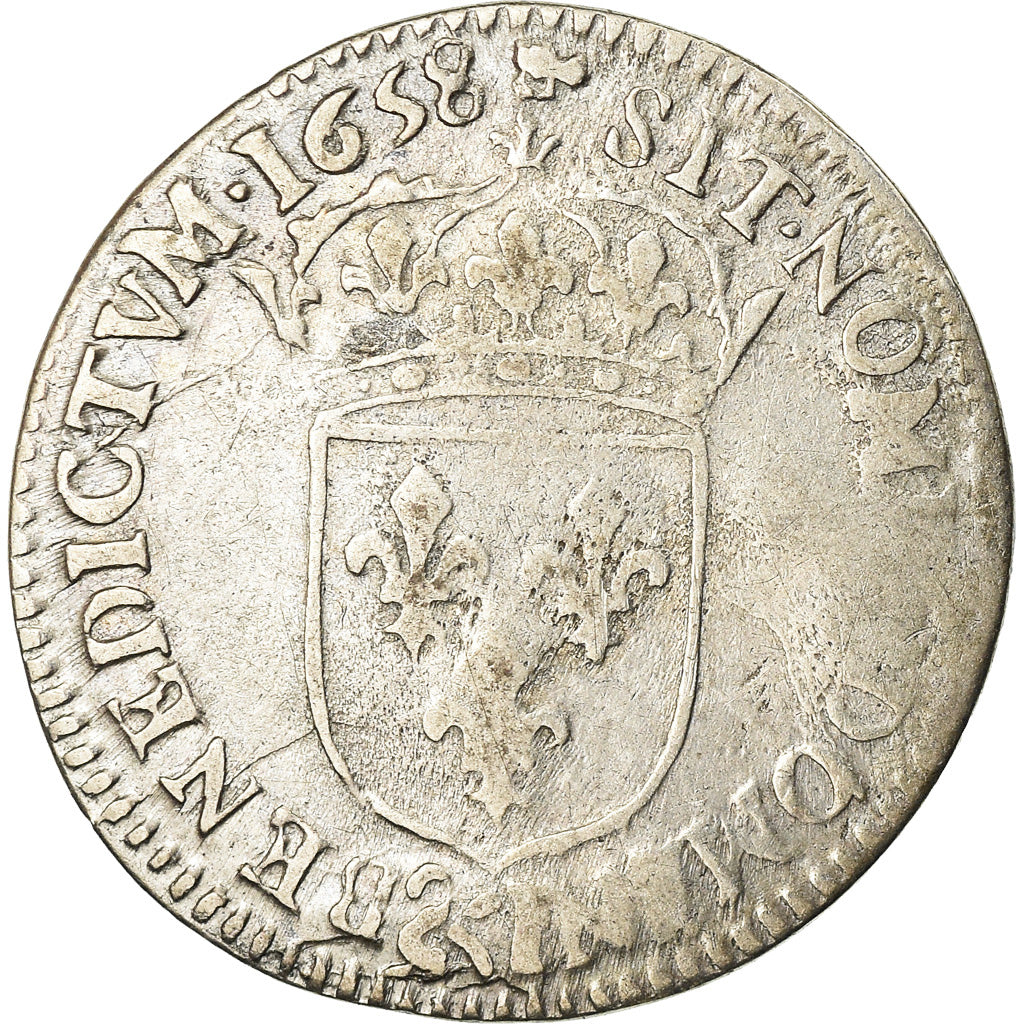 Monnaie, France, Louis XIV, 1/12 Écu à la mèche longue, 1/12 ECU, 10 Sols