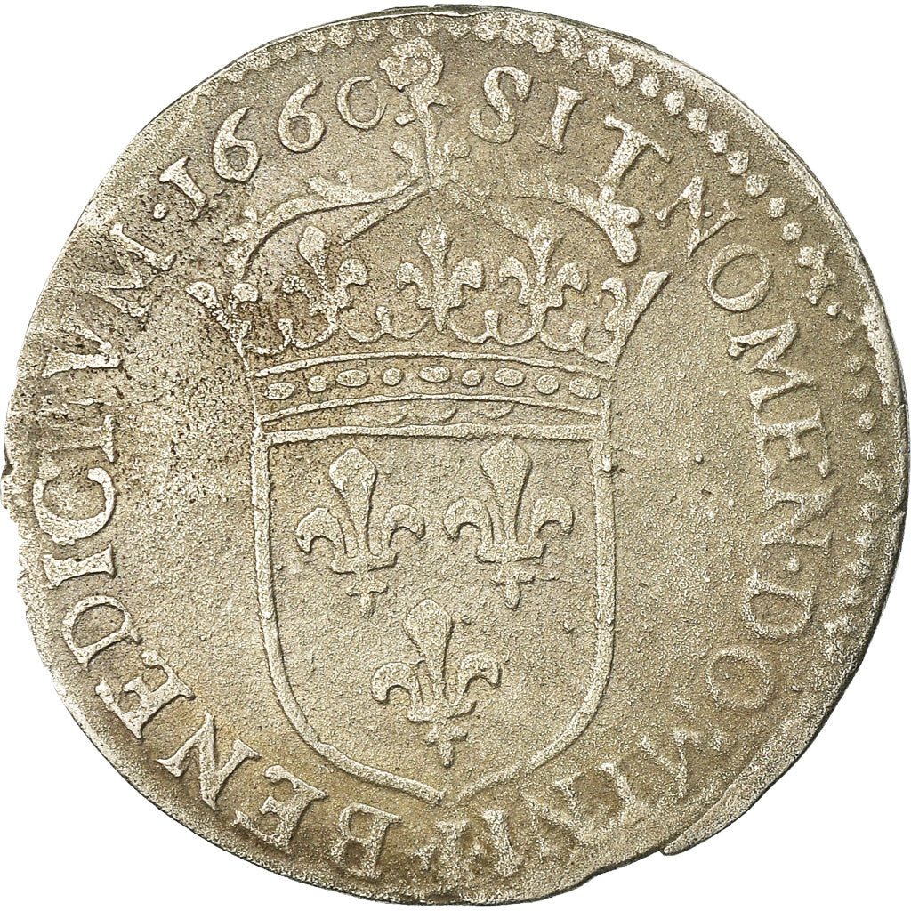 Munten, Frankrijk, Louis XIV, 1/12 Écu à la mèche longue, 1/12 ECU, 10 Sols