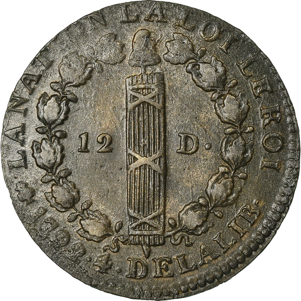 Münze, Frankreich, 12 Deniers, 1792 (An 3), Paris, SS+, Métal de cloche