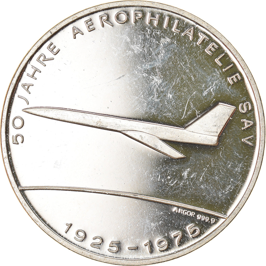 Suisse, Médaille, 50 Jahre Aerophilatelie Sav, Aviation, 1975, SUP, Argent