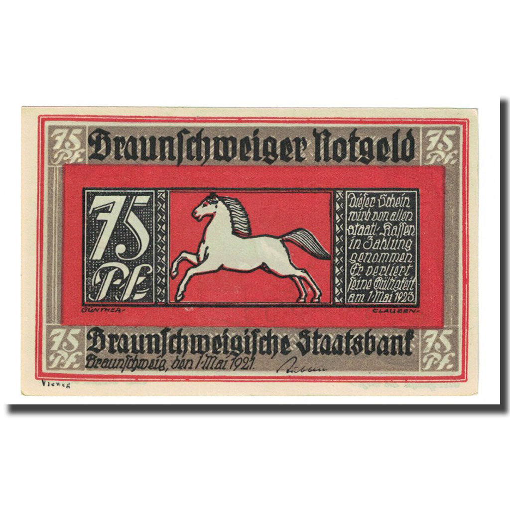 Geldschein, Deutschland, Braunschweig, 75 Pfennig, personnage 3, 1921