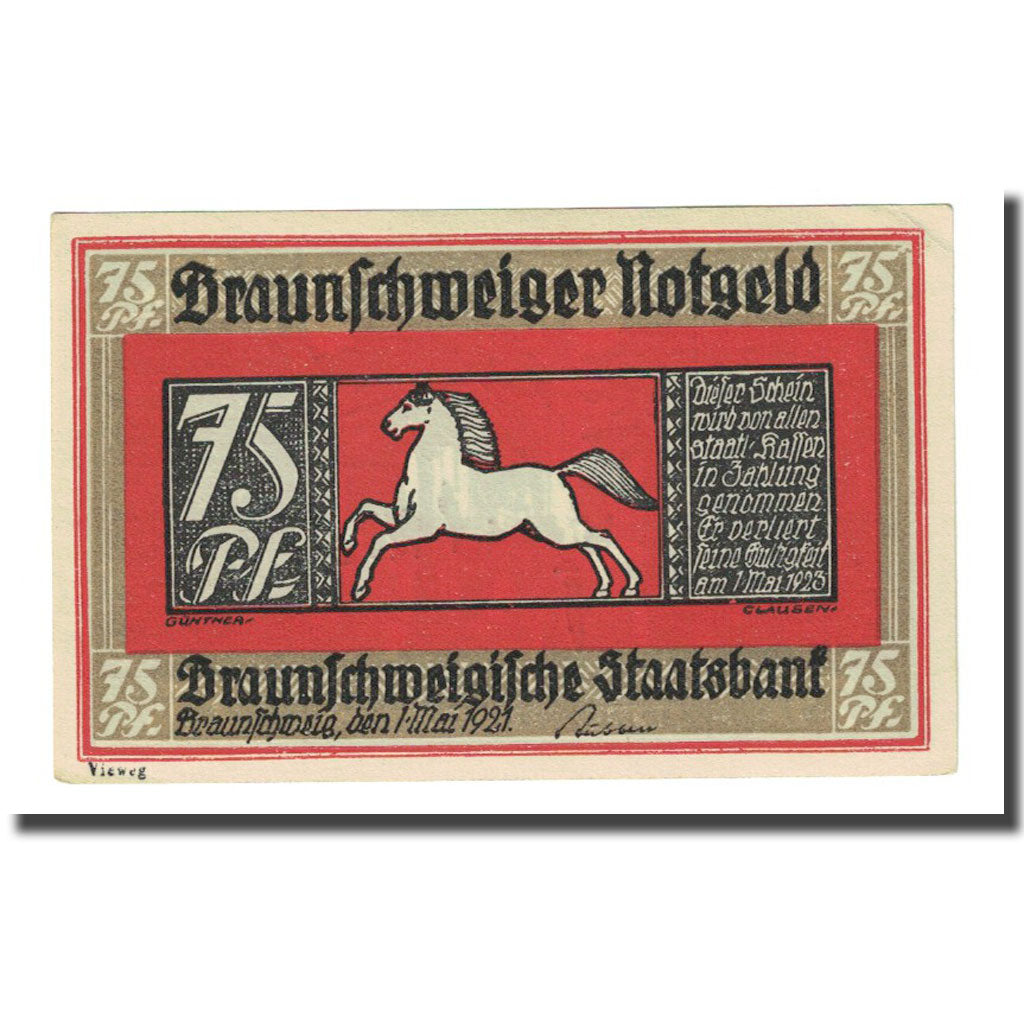 Banknote, Germany, Braunschweig, 75 Pfennig, paysage 1, 1921, 1921-05-01