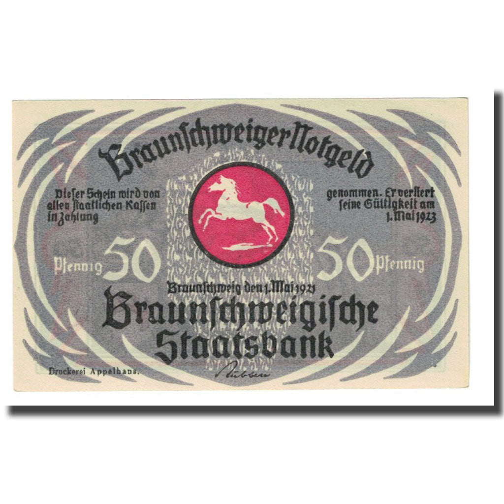 Geldschein, Deutschland, Braunschweig, 50 Pfennig, paysage, 1923, 1923-05-01
