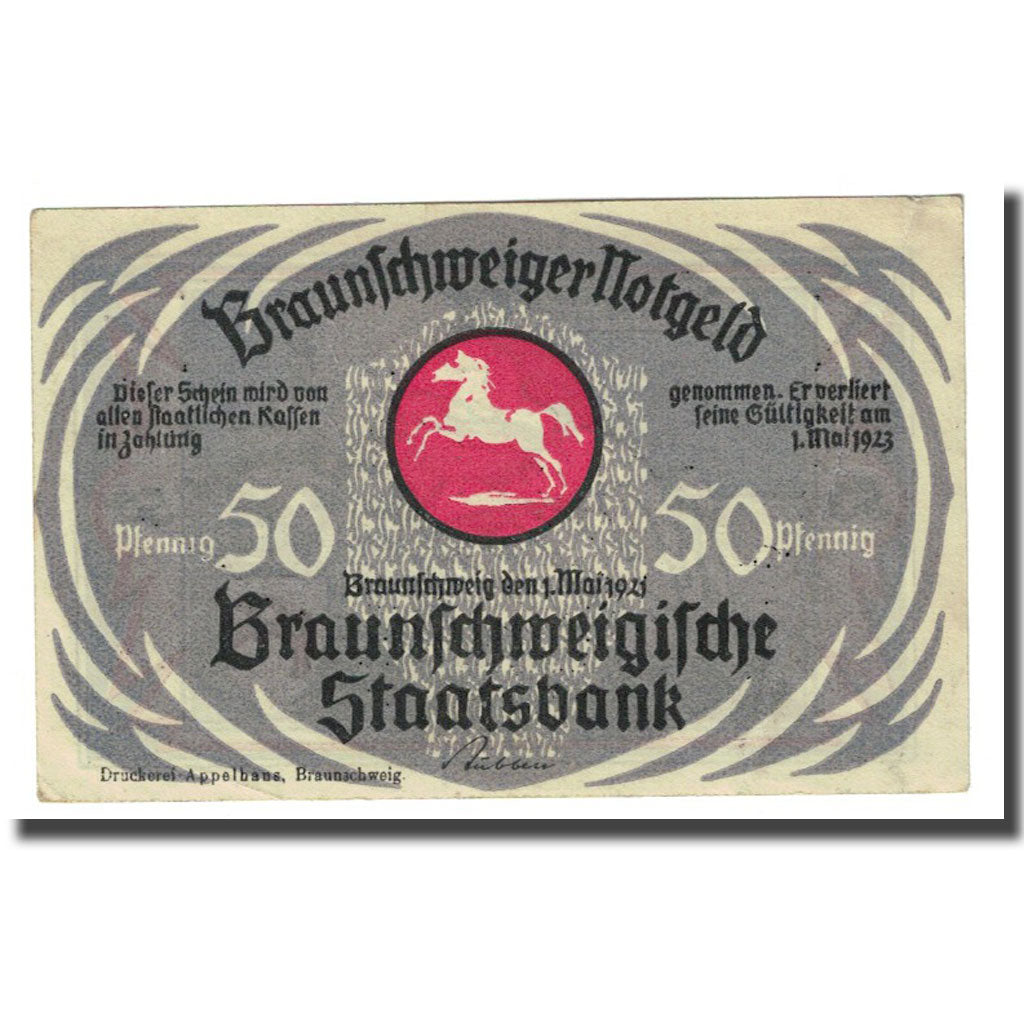 Geldschein, Deutschland, Braunschweig, 50 Pfennig, paysage 1, 1923, 1923-05-01