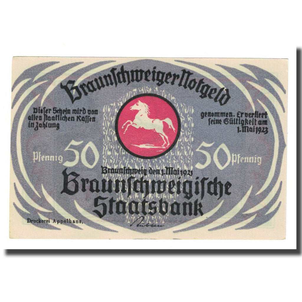 Geldschein, Deutschland, Braunschweig, 50 Pfennig, paysage 2, 1923, 1923-05-01