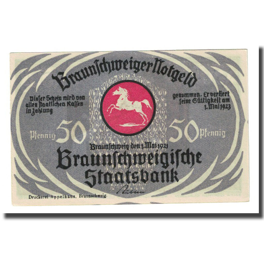 Geldschein, Deutschland, Braunschweig, 50 Pfennig, personnage 1, 1923