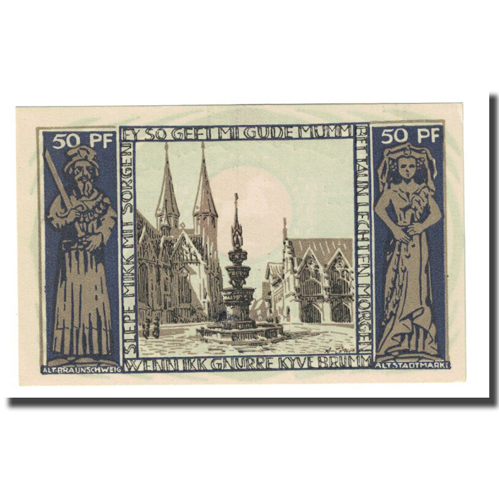 Biljet, Duitsland, Braunschweig, 50 Pfennig, cathédrale, 1923, 1923-05-01, SPL