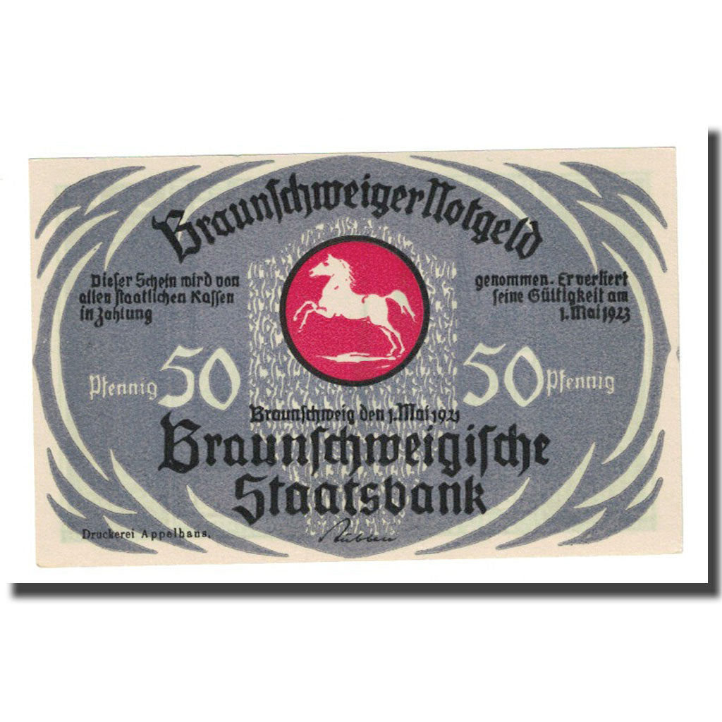 Banconote, Germania, Braunschweig, 50 Pfennig, cathédrale 1, 1923, 1923-05-01
