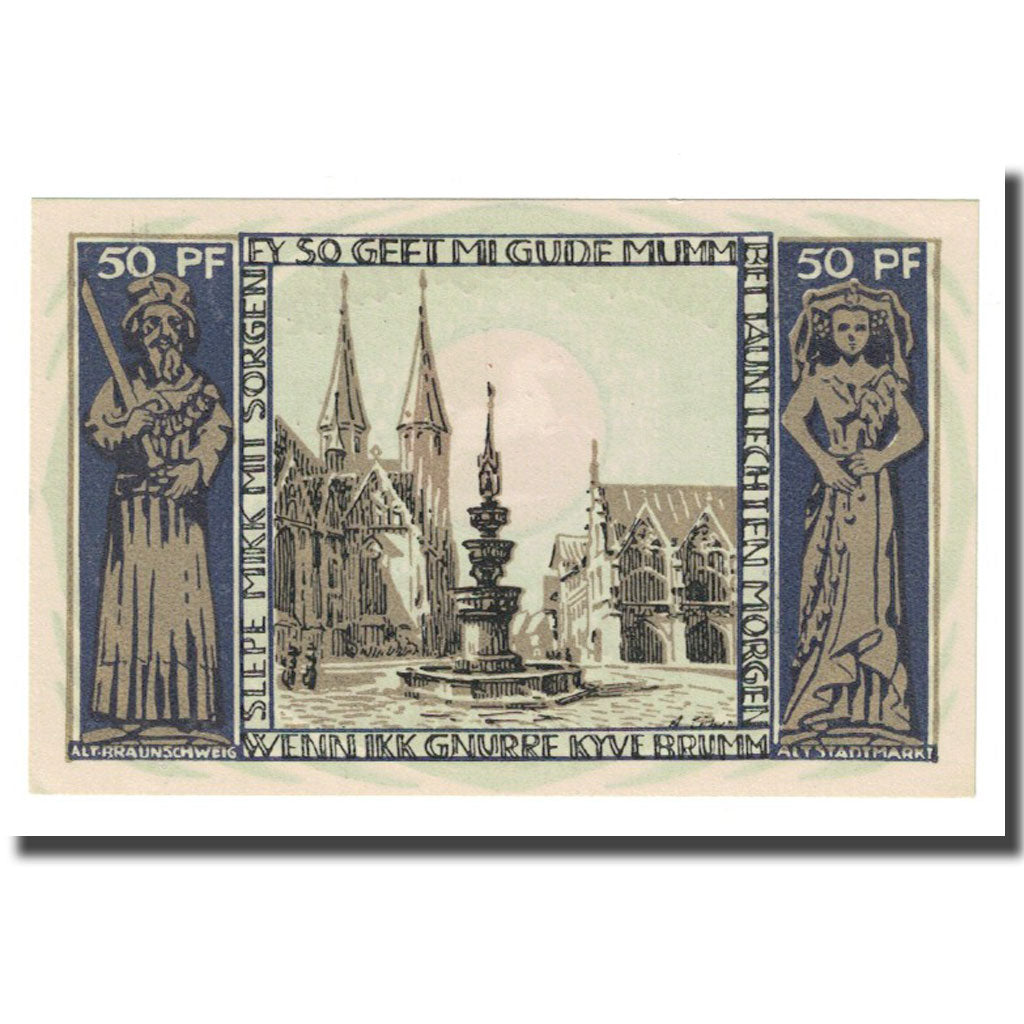 Banconote, Germania, Braunschweig, 50 Pfennig, cathédrale 1, 1923, 1923-05-01