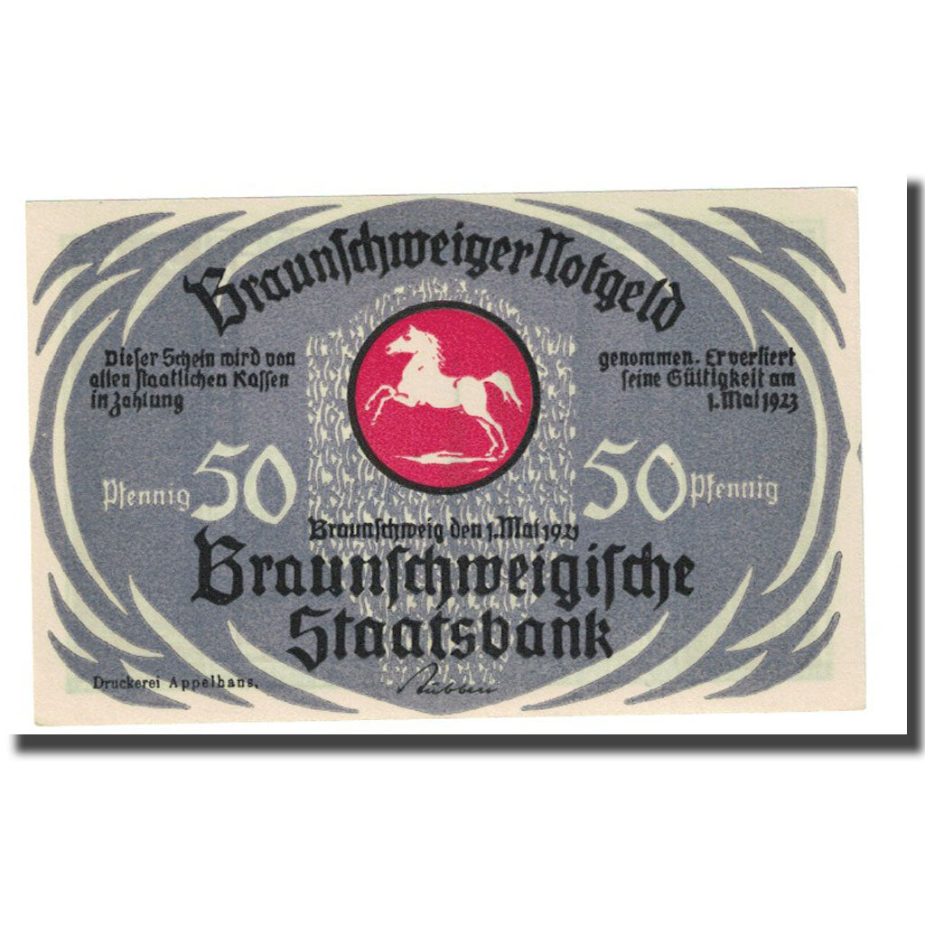Geldschein, Deutschland, Braunschweig, 50 Pfennig, cathedrale 2, 1923