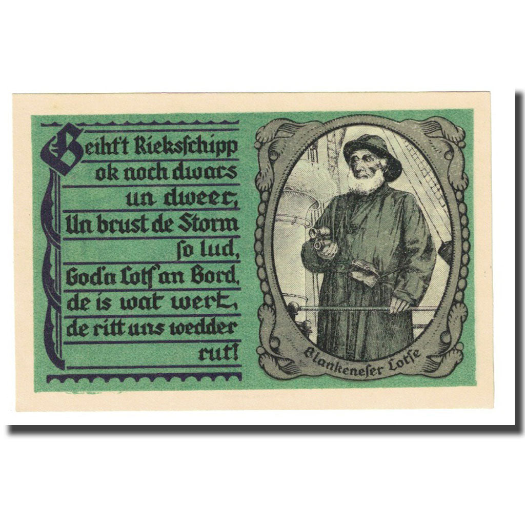 Banknote, Germany, Blankenese Gemeindesparkasse, 50 Pfennig, portrait 1, 1921