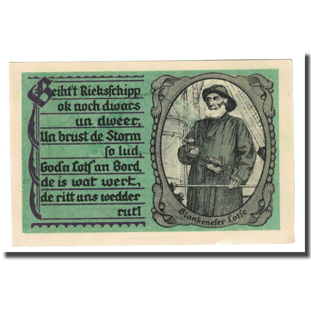 Banknote, Germany, Blankenese Gemeindesparkasse, 50 Pfennig, portrait 2, 1921