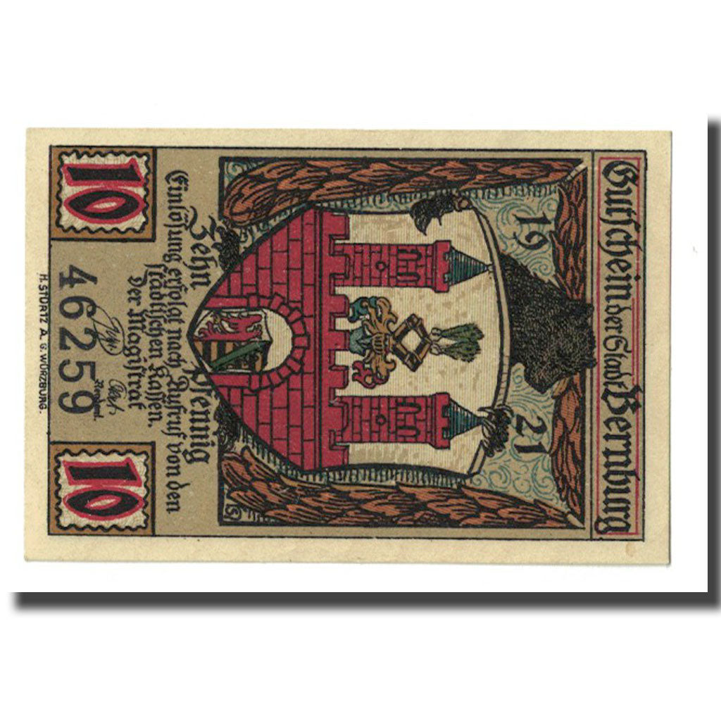 Banconote, Germania, Bernburg Stadt, 10 Pfennig, personnage, 1921, SPL