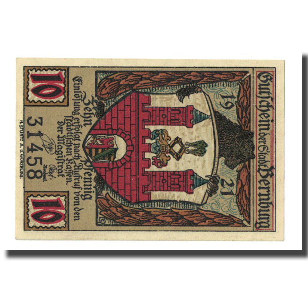 Geldschein, Deutschland, Bernburg Stadt, 10 Pfennig, personnage 1, 1921, UNZ-
