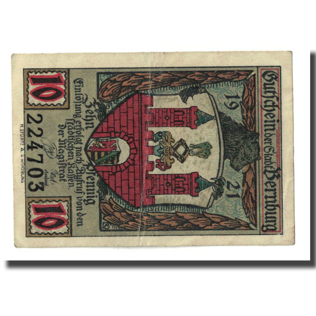 Geldschein, Deutschland, Bernburg Stadt, 10 Pfennig, 1921, VZ, Mehl:95.1b
