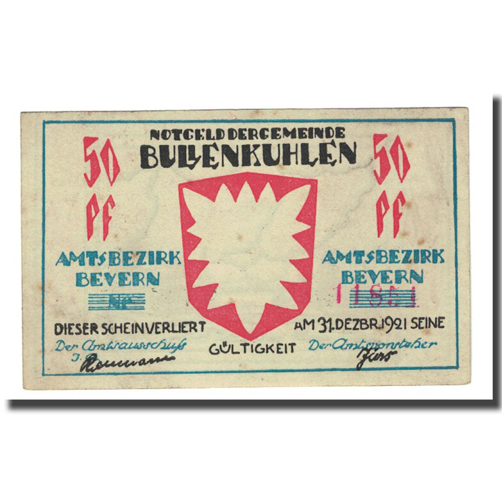 Geldschein, Deutschland, Bullenkuhlen, 50 Pfennig, paysage, 1921, 1921-12-31